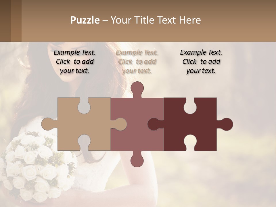 A Woman In A Wedding Dress Holding A Bouquet Of Flowers PowerPoint Template