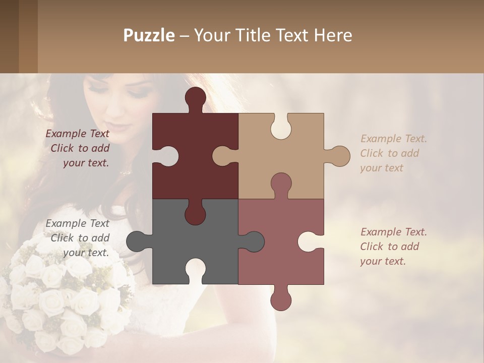 A Woman In A Wedding Dress Holding A Bouquet Of Flowers PowerPoint Template