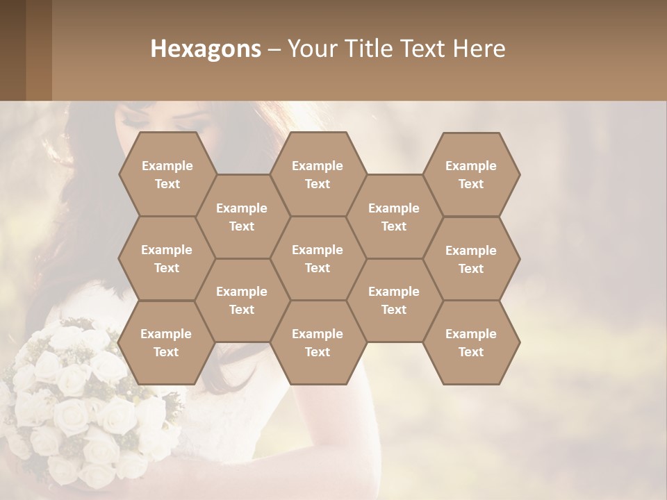 A Woman In A Wedding Dress Holding A Bouquet Of Flowers PowerPoint Template