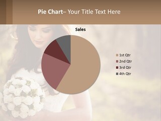 A Woman In A Wedding Dress Holding A Bouquet Of Flowers PowerPoint Template