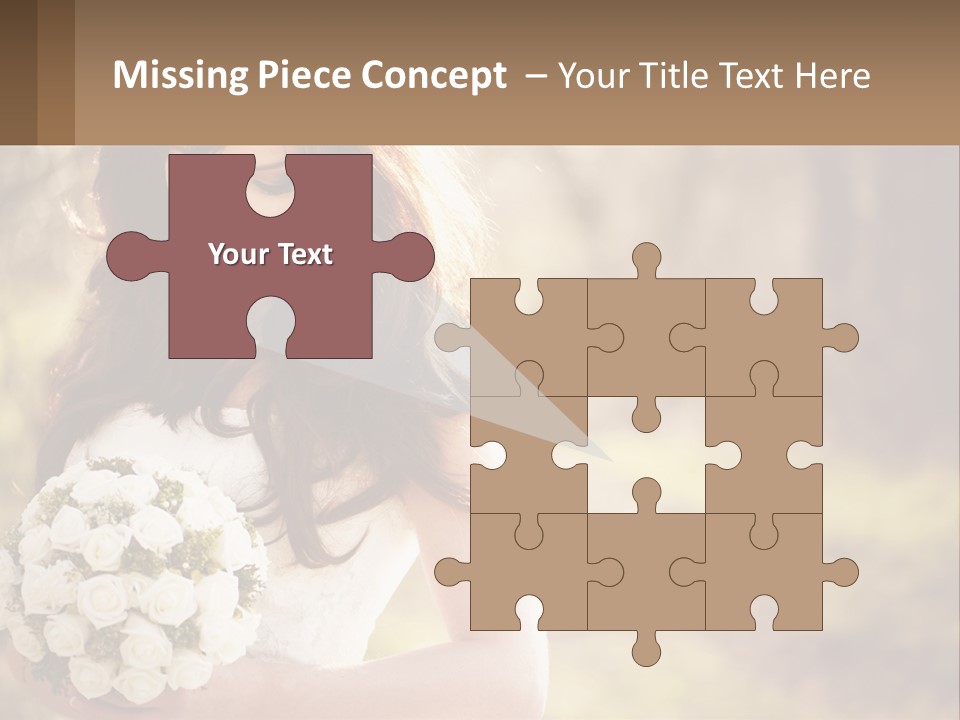 A Woman In A Wedding Dress Holding A Bouquet Of Flowers PowerPoint Template