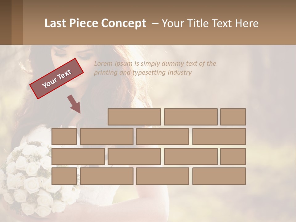 A Woman In A Wedding Dress Holding A Bouquet Of Flowers PowerPoint Template