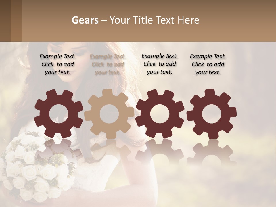 A Woman In A Wedding Dress Holding A Bouquet Of Flowers PowerPoint Template