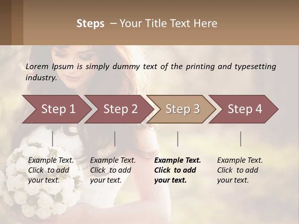 A Woman In A Wedding Dress Holding A Bouquet Of Flowers PowerPoint Template