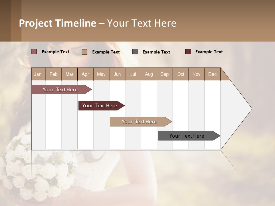 A Woman In A Wedding Dress Holding A Bouquet Of Flowers PowerPoint Template