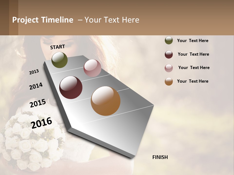 A Woman In A Wedding Dress Holding A Bouquet Of Flowers PowerPoint Template