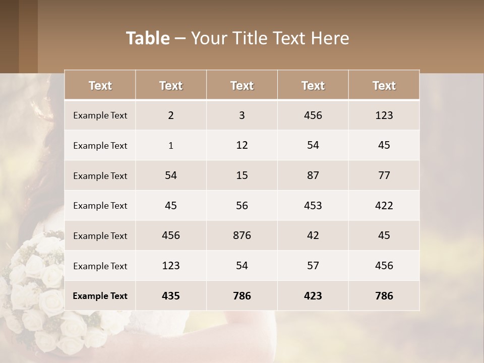 A Woman In A Wedding Dress Holding A Bouquet Of Flowers PowerPoint Template