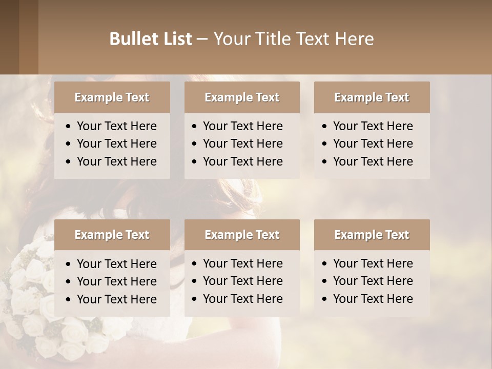 A Woman In A Wedding Dress Holding A Bouquet Of Flowers PowerPoint Template