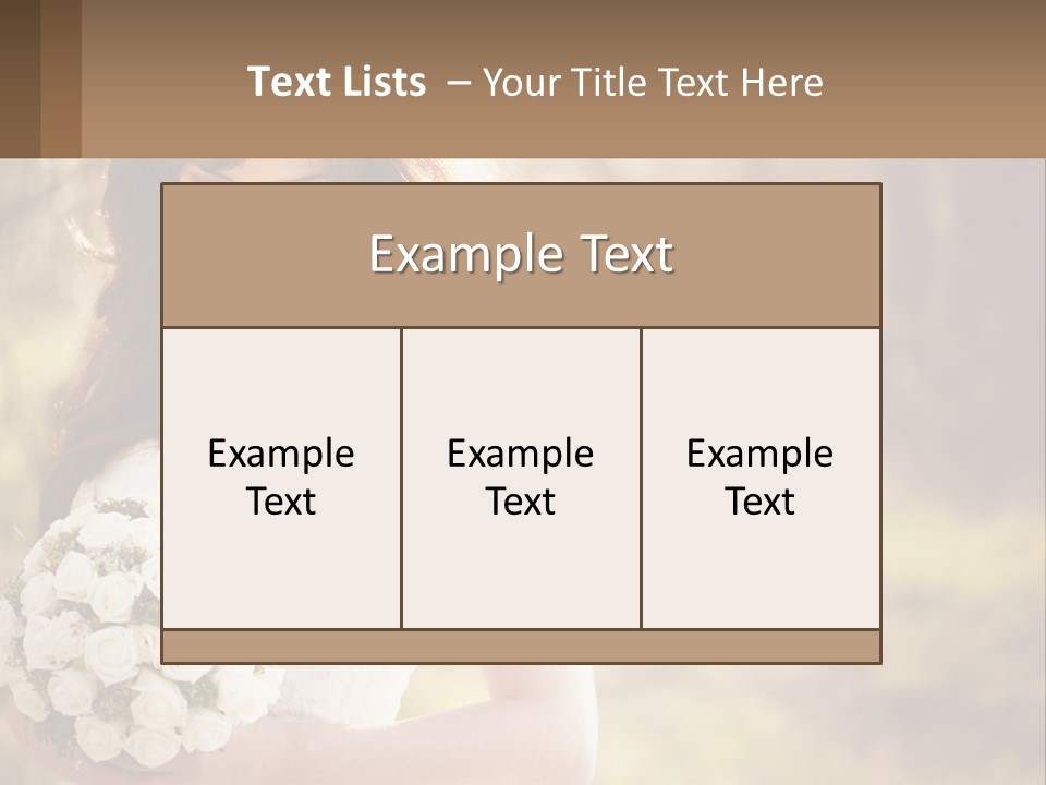 A Woman In A Wedding Dress Holding A Bouquet Of Flowers PowerPoint Template