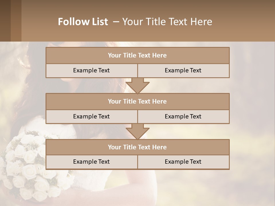 A Woman In A Wedding Dress Holding A Bouquet Of Flowers PowerPoint Template