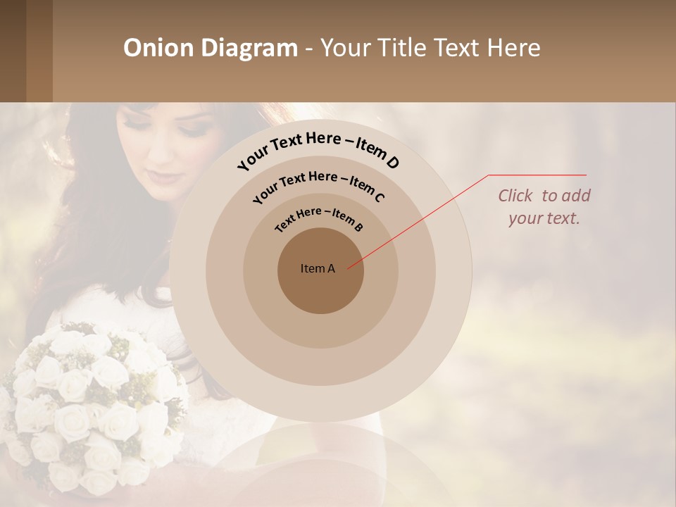 A Woman In A Wedding Dress Holding A Bouquet Of Flowers PowerPoint Template