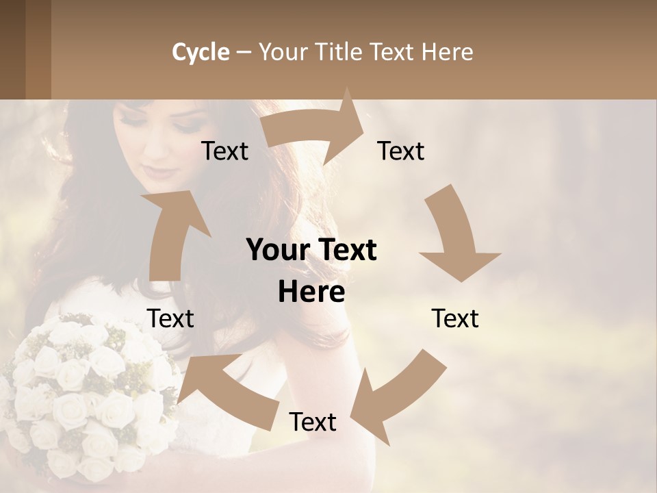 A Woman In A Wedding Dress Holding A Bouquet Of Flowers PowerPoint Template