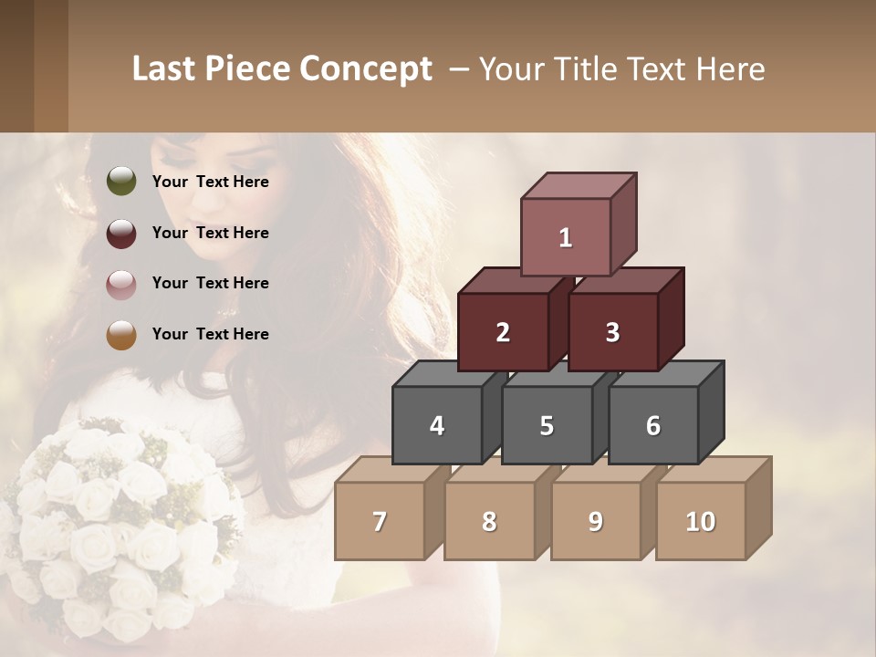 A Woman In A Wedding Dress Holding A Bouquet Of Flowers PowerPoint Template