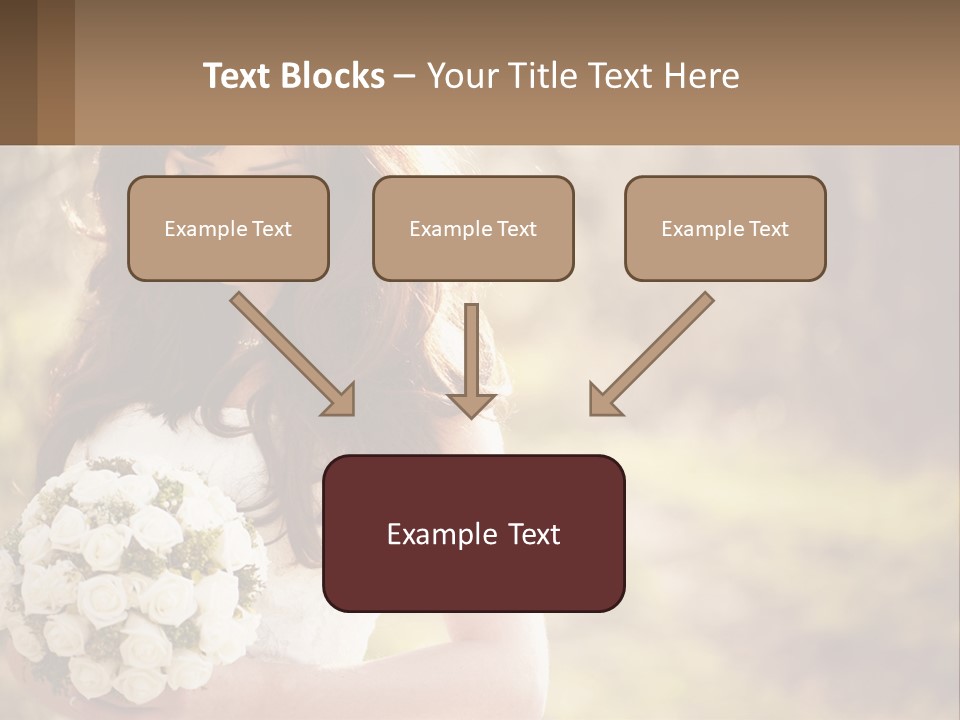 A Woman In A Wedding Dress Holding A Bouquet Of Flowers PowerPoint Template