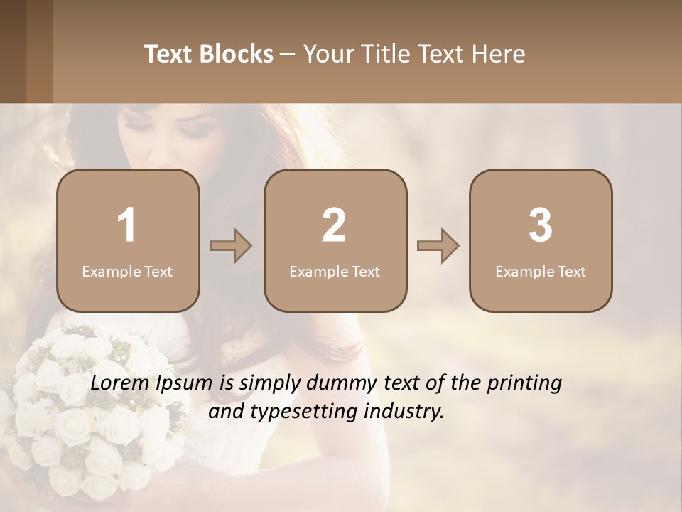 A Woman In A Wedding Dress Holding A Bouquet Of Flowers PowerPoint Template