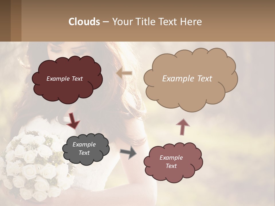 A Woman In A Wedding Dress Holding A Bouquet Of Flowers PowerPoint Template