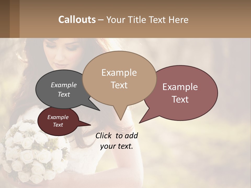 A Woman In A Wedding Dress Holding A Bouquet Of Flowers PowerPoint Template
