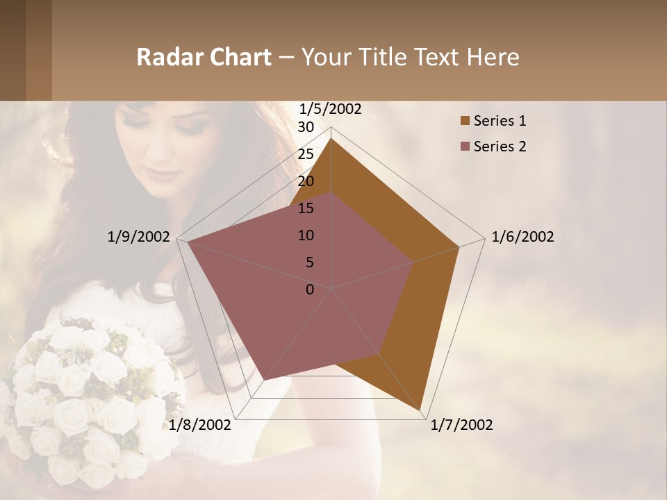 A Woman In A Wedding Dress Holding A Bouquet Of Flowers PowerPoint Template