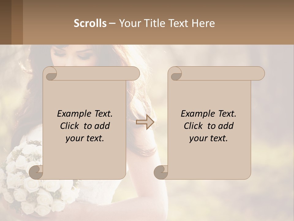 A Woman In A Wedding Dress Holding A Bouquet Of Flowers PowerPoint Template