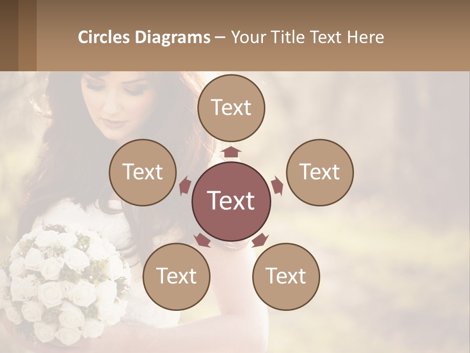 A Woman In A Wedding Dress Holding A Bouquet Of Flowers PowerPoint Template