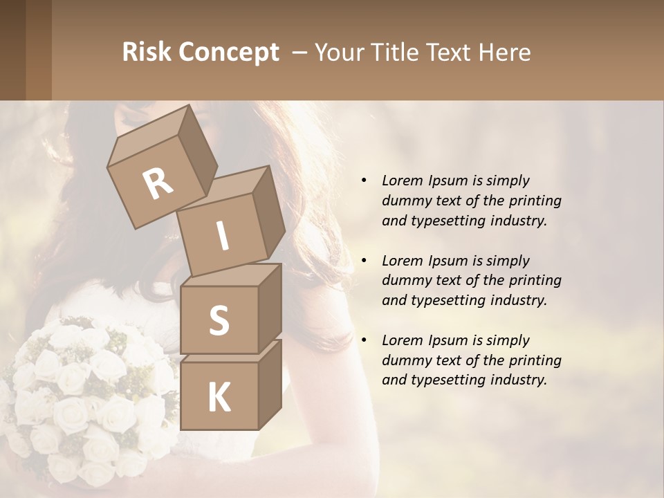 A Woman In A Wedding Dress Holding A Bouquet Of Flowers PowerPoint Template