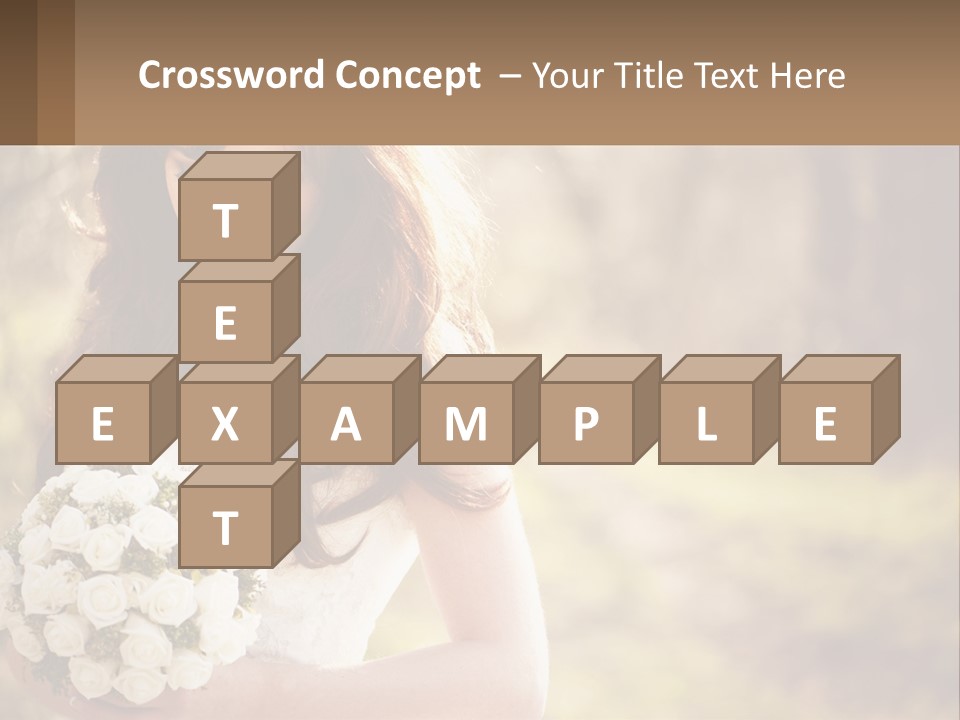 A Woman In A Wedding Dress Holding A Bouquet Of Flowers PowerPoint Template