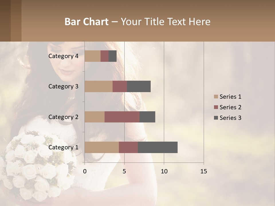 A Woman In A Wedding Dress Holding A Bouquet Of Flowers PowerPoint Template