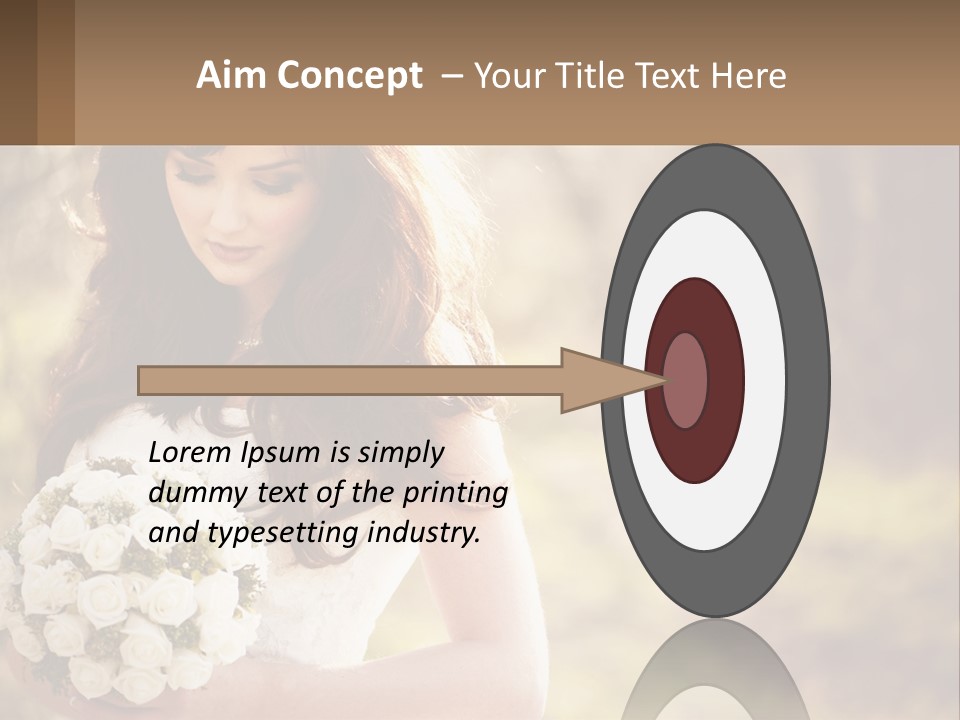 A Woman In A Wedding Dress Holding A Bouquet Of Flowers PowerPoint Template