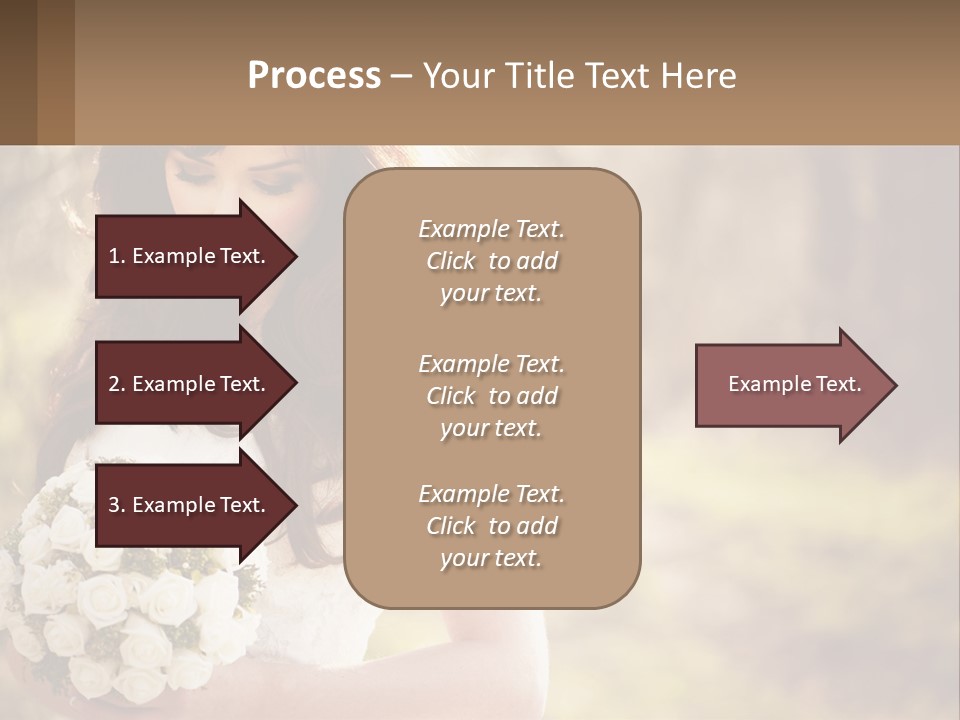 A Woman In A Wedding Dress Holding A Bouquet Of Flowers PowerPoint Template