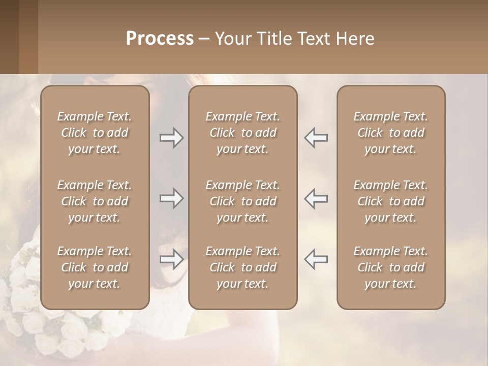 A Woman In A Wedding Dress Holding A Bouquet Of Flowers PowerPoint Template