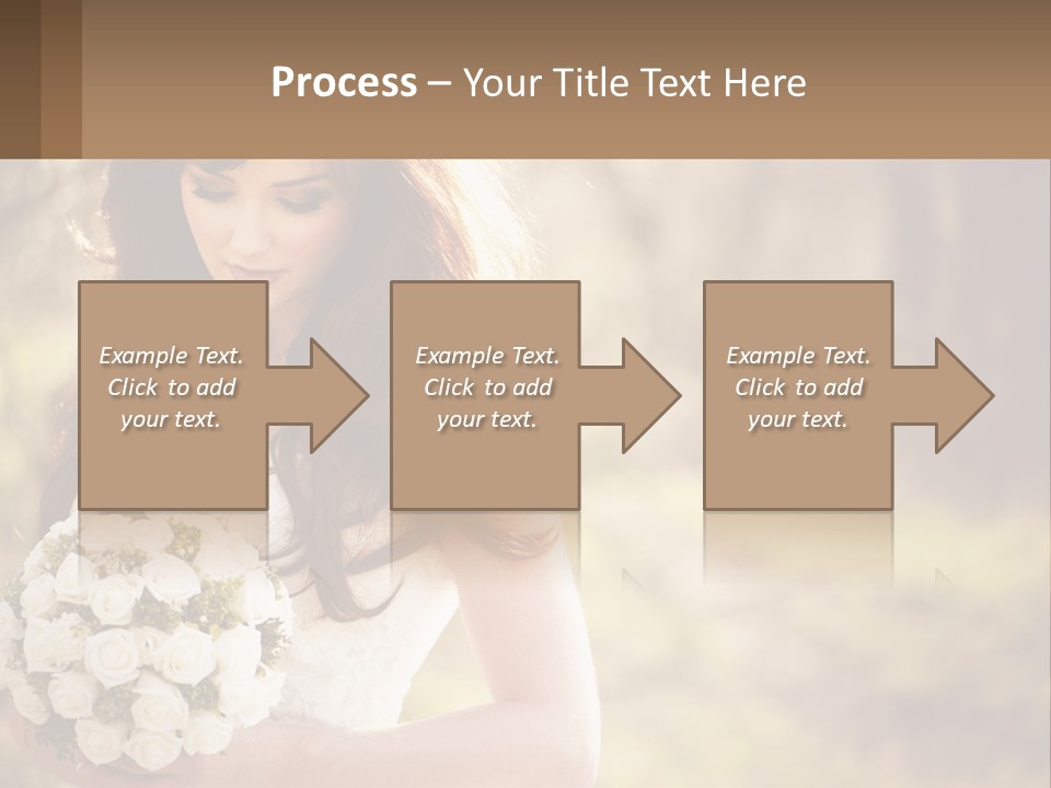 A Woman In A Wedding Dress Holding A Bouquet Of Flowers PowerPoint Template