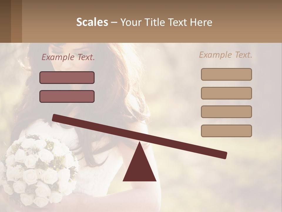 A Woman In A Wedding Dress Holding A Bouquet Of Flowers PowerPoint Template