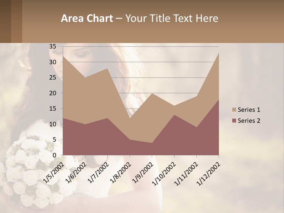 A Woman In A Wedding Dress Holding A Bouquet Of Flowers PowerPoint Template