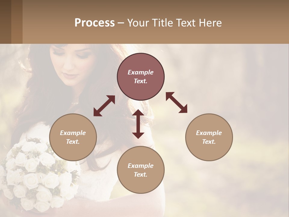 A Woman In A Wedding Dress Holding A Bouquet Of Flowers PowerPoint Template