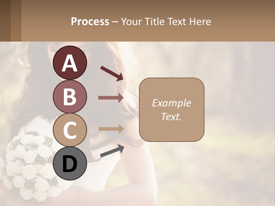 A Woman In A Wedding Dress Holding A Bouquet Of Flowers PowerPoint Template