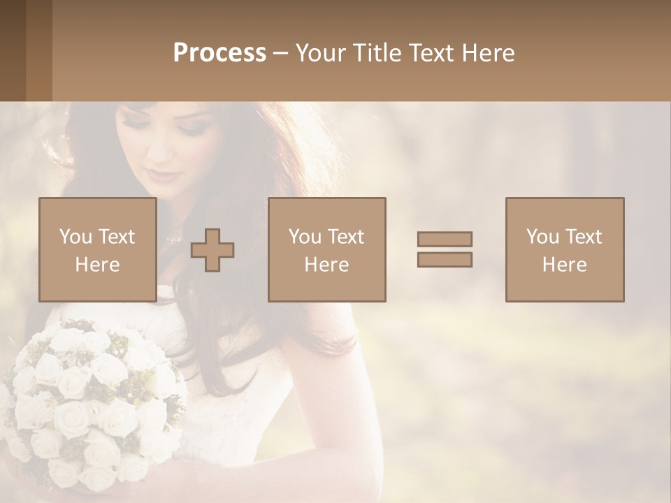 A Woman In A Wedding Dress Holding A Bouquet Of Flowers PowerPoint Template