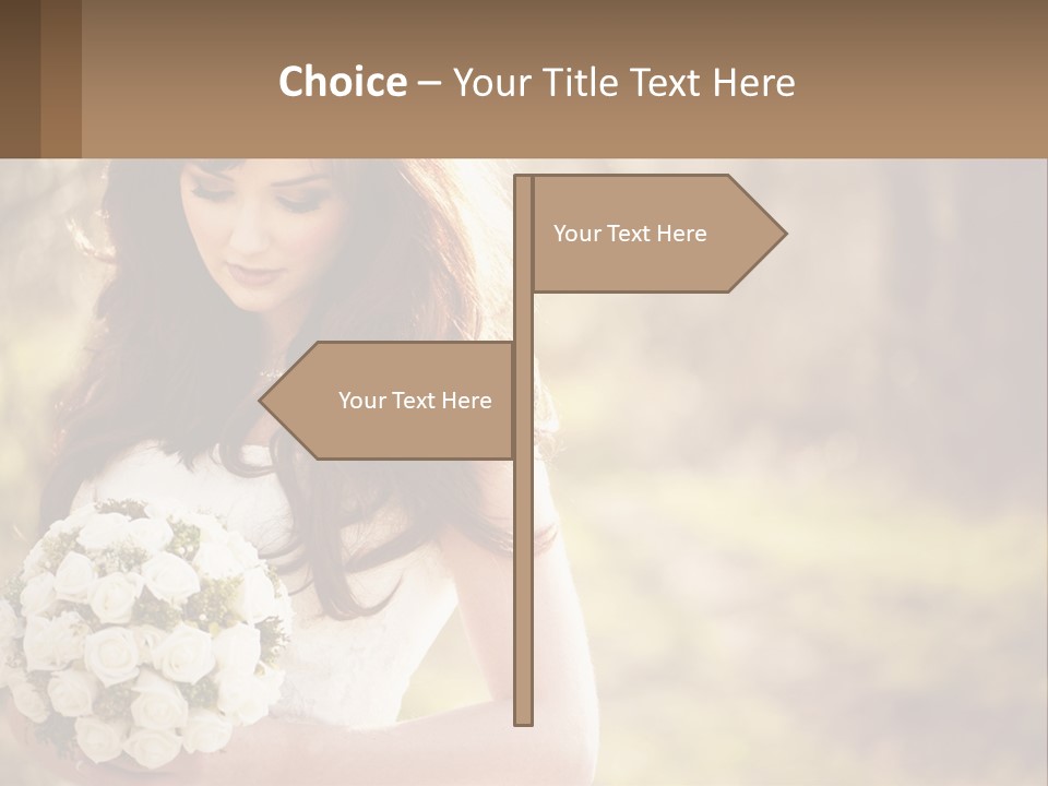 A Woman In A Wedding Dress Holding A Bouquet Of Flowers PowerPoint Template
