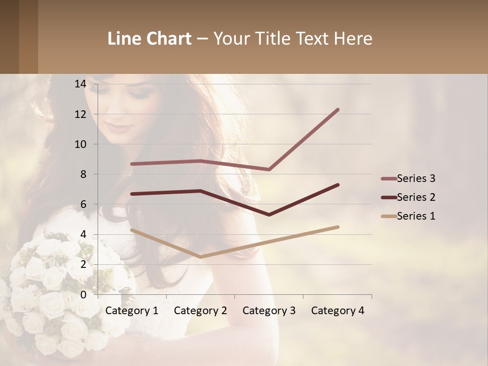 A Woman In A Wedding Dress Holding A Bouquet Of Flowers PowerPoint Template