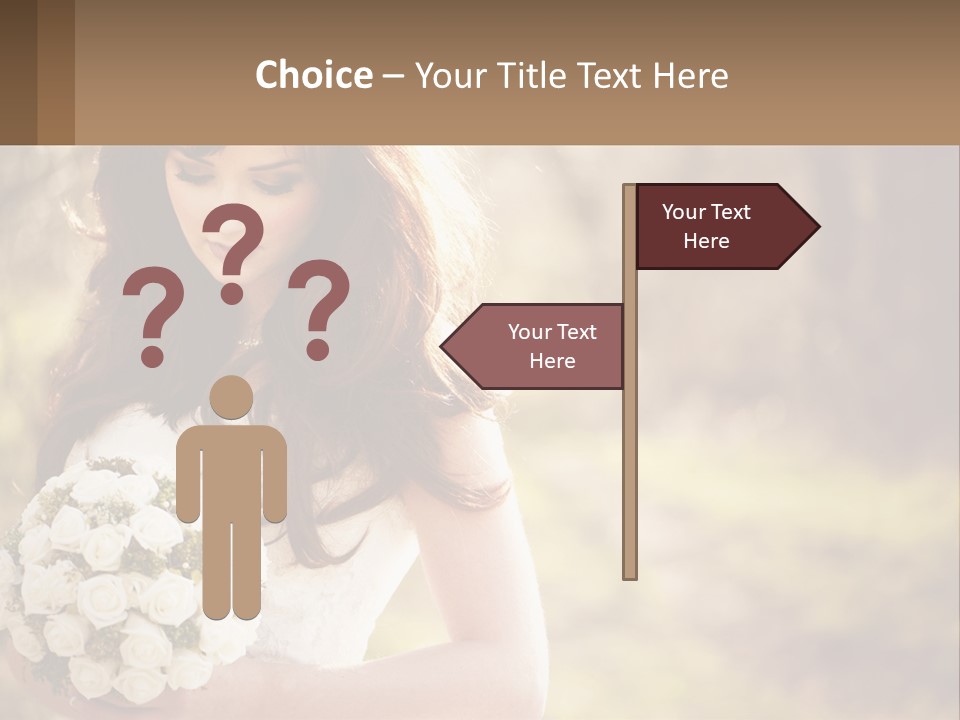 A Woman In A Wedding Dress Holding A Bouquet Of Flowers PowerPoint Template