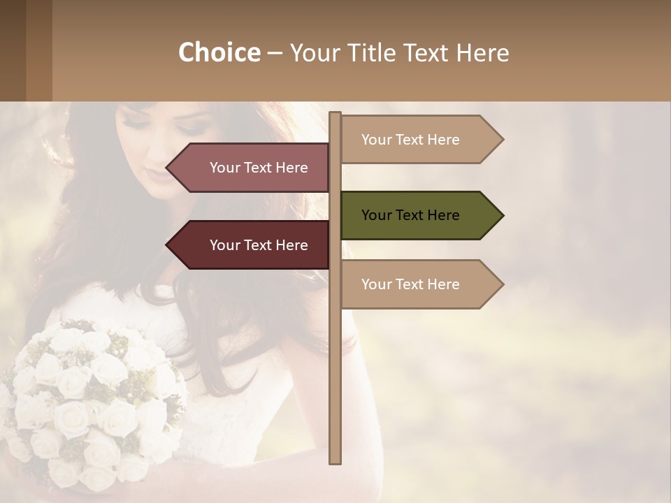 A Woman In A Wedding Dress Holding A Bouquet Of Flowers PowerPoint Template