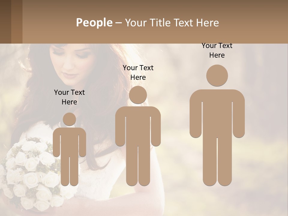 A Woman In A Wedding Dress Holding A Bouquet Of Flowers PowerPoint Template