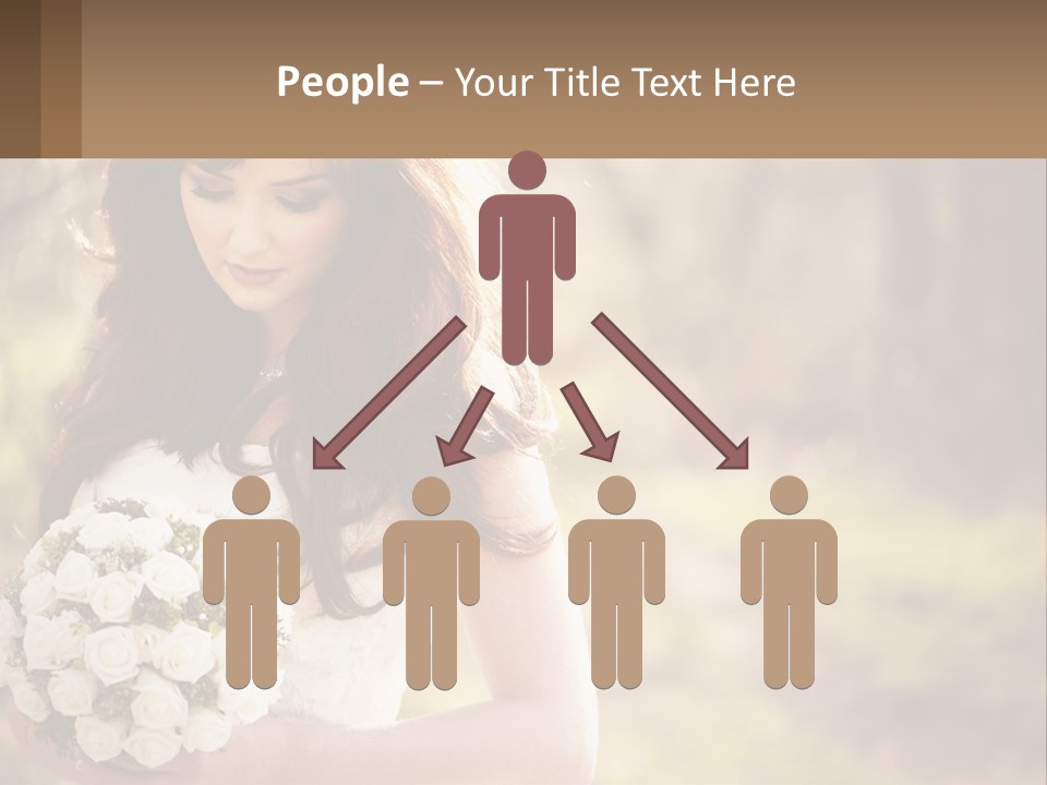 A Woman In A Wedding Dress Holding A Bouquet Of Flowers PowerPoint Template