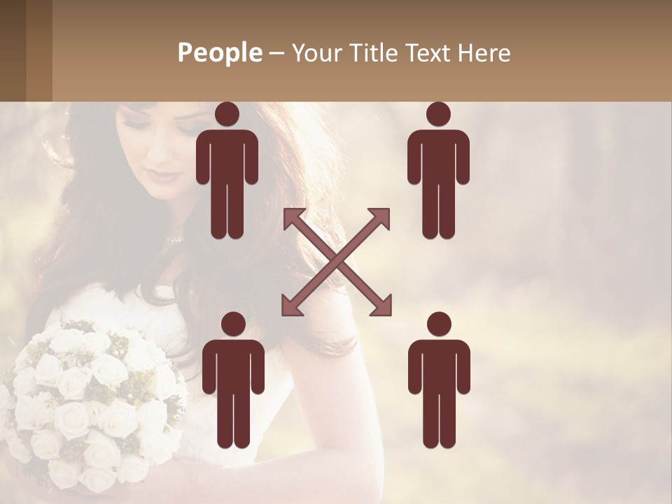 A Woman In A Wedding Dress Holding A Bouquet Of Flowers PowerPoint Template