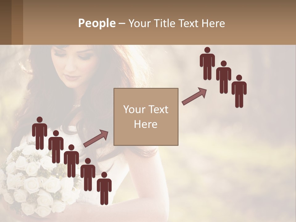 A Woman In A Wedding Dress Holding A Bouquet Of Flowers PowerPoint Template