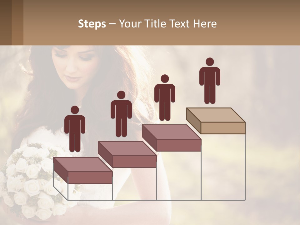 A Woman In A Wedding Dress Holding A Bouquet Of Flowers PowerPoint Template