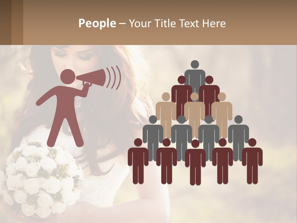 A Woman In A Wedding Dress Holding A Bouquet Of Flowers PowerPoint Template