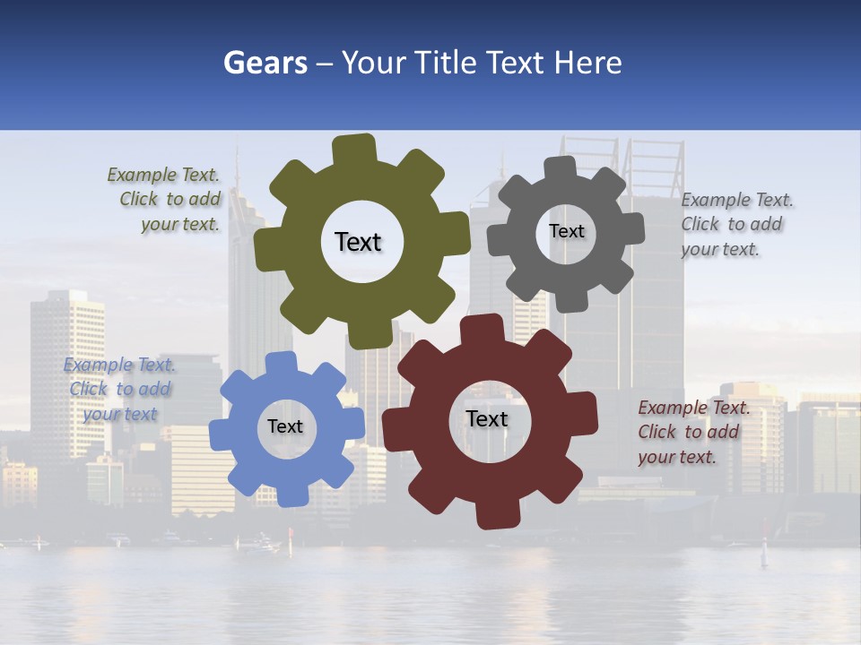 A Picture Of A City With A Lake In Front Of It PowerPoint Template