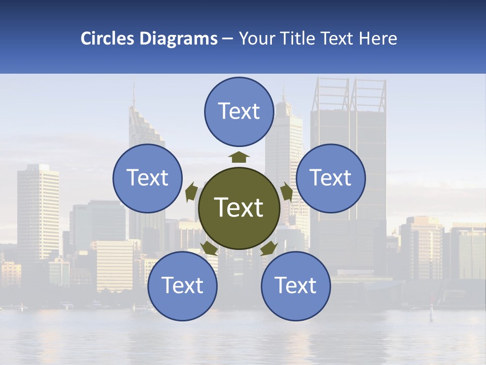 A Picture Of A City With A Lake In Front Of It PowerPoint Template