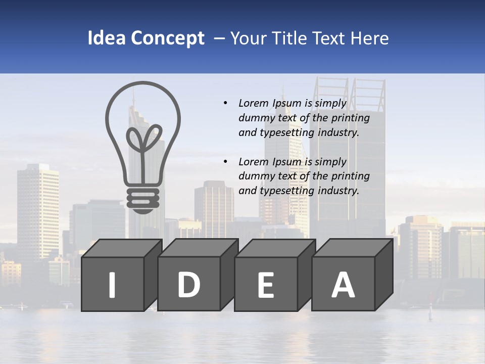 A Picture Of A City With A Lake In Front Of It PowerPoint Template