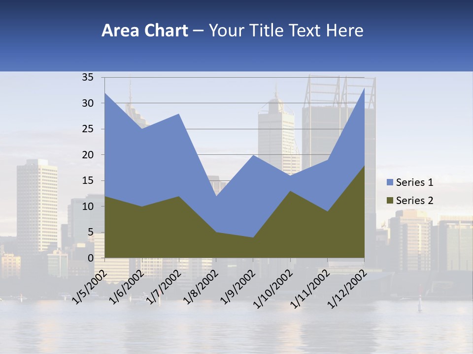 A Picture Of A City With A Lake In Front Of It PowerPoint Template